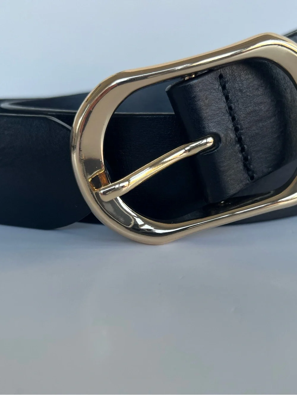 J.Crew Genuine Leather Belt- Size S- Black with gold buckle.